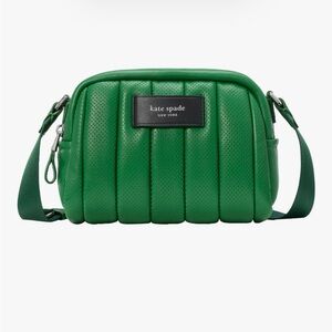 Like new-Kate Spade Puffer perforated leather crossbody-green/black